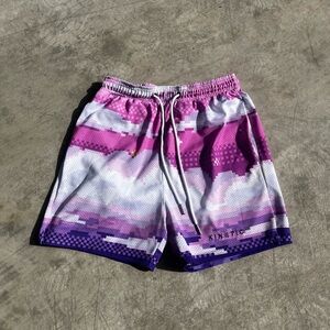 Purple and White Men's Shorts